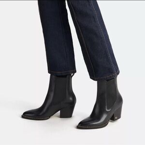 Coach Women’s Pierce black leather gold studded bootie size 11